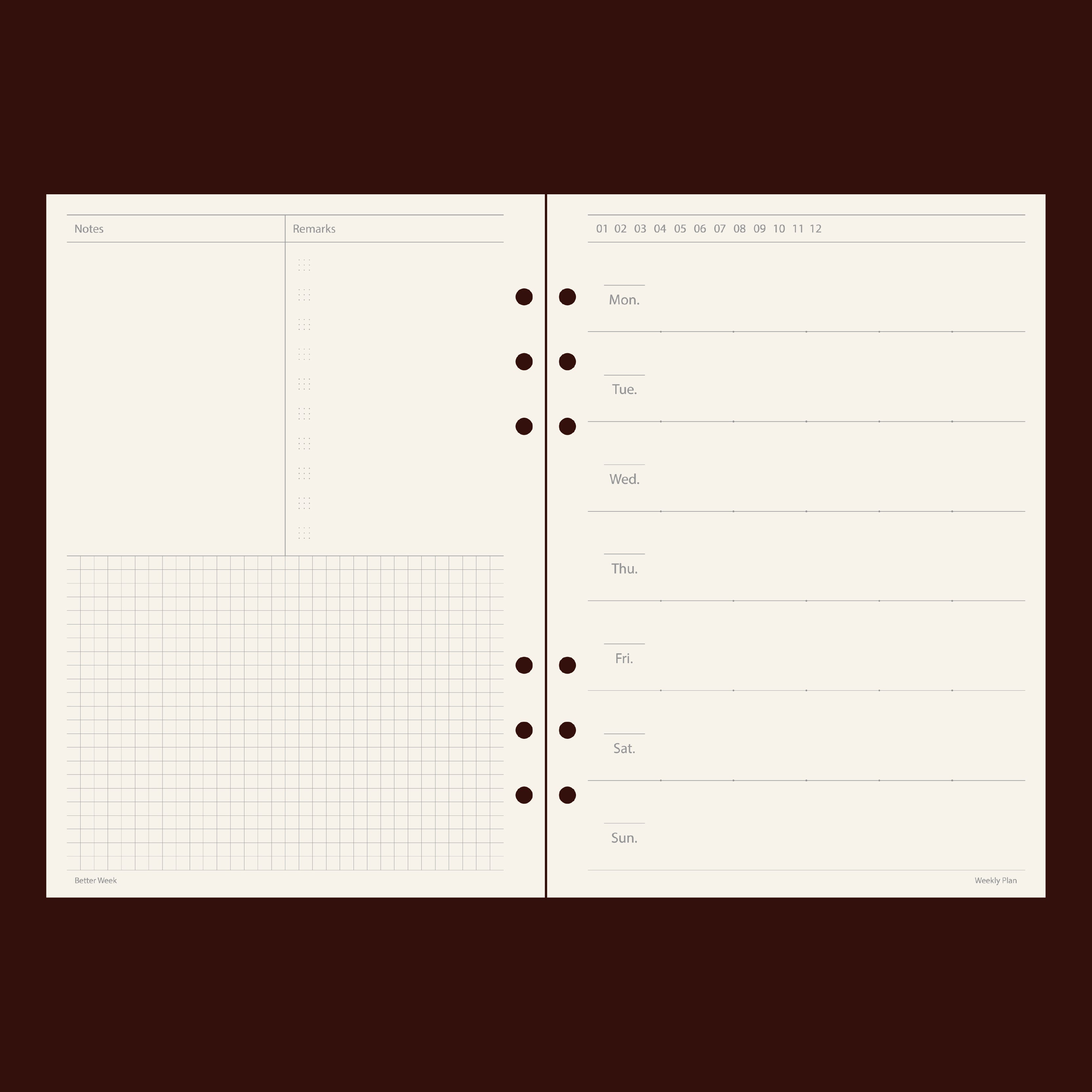 悠週記事橫格款・Weekly Plan